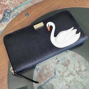 NWT Kate Spade Swan Black Wallet | Zip Around Purse Wristlet